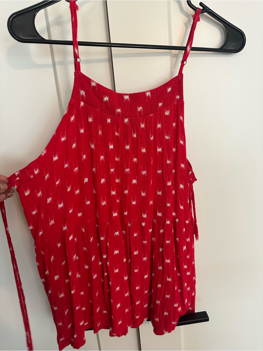 Universal Thread Red Spaghetti-Strap Tank Top with White Dot Print